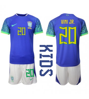 Brasilien Vinicius Junior #20 Bortaställ Barn VM 2022 Kortärmad (+ Korta byxor)